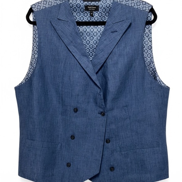 Paul Frederick Other - Paul Frederick Men's Blue 100% linen double breasted notch, lapel Vest 3633